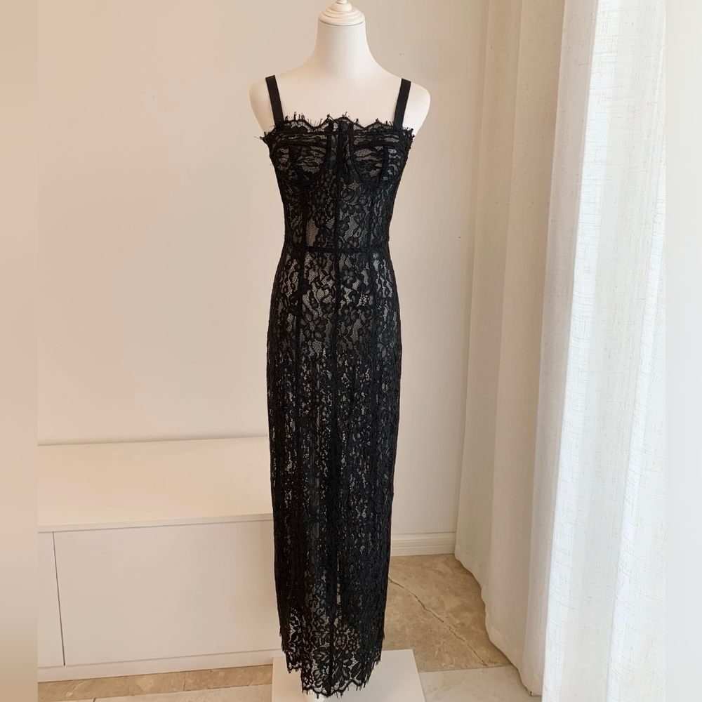 Helsa The Lace Column Dress in Black - Picture 9 of 11